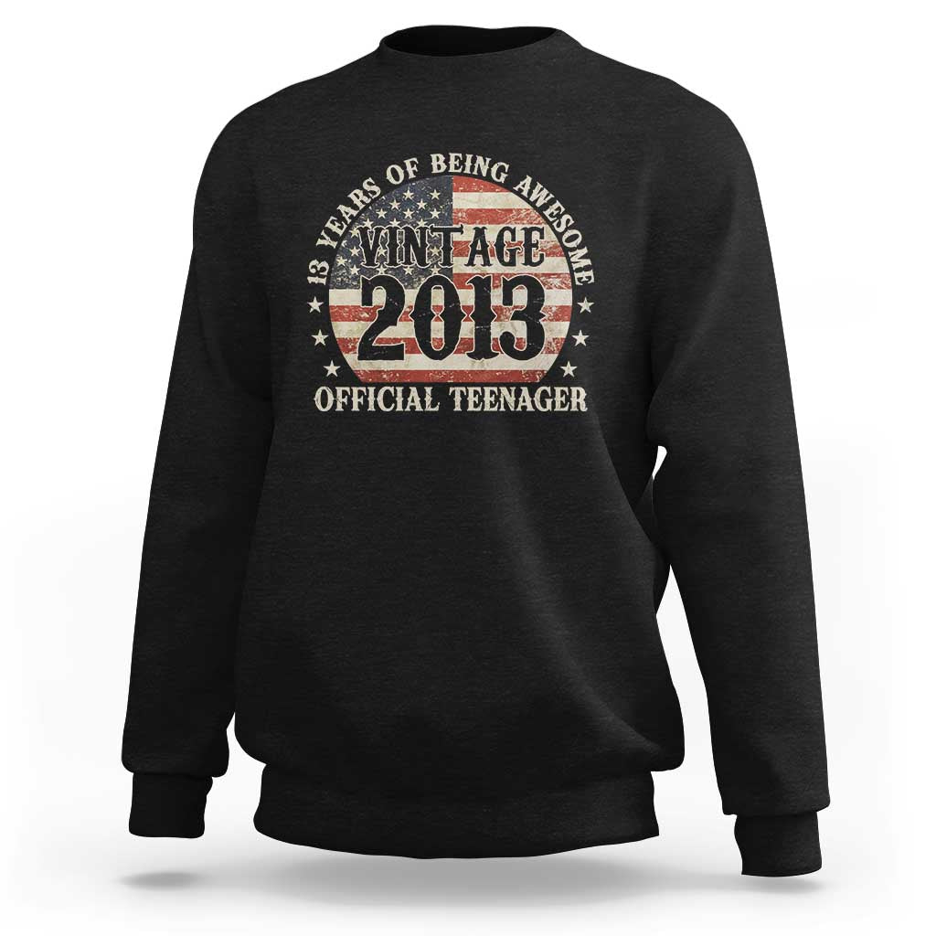 13th Birthday 2026 Sweatshirt Vintage 2013 Official Teenager 13 Years Of Being Awesome - Wonder Print Shop