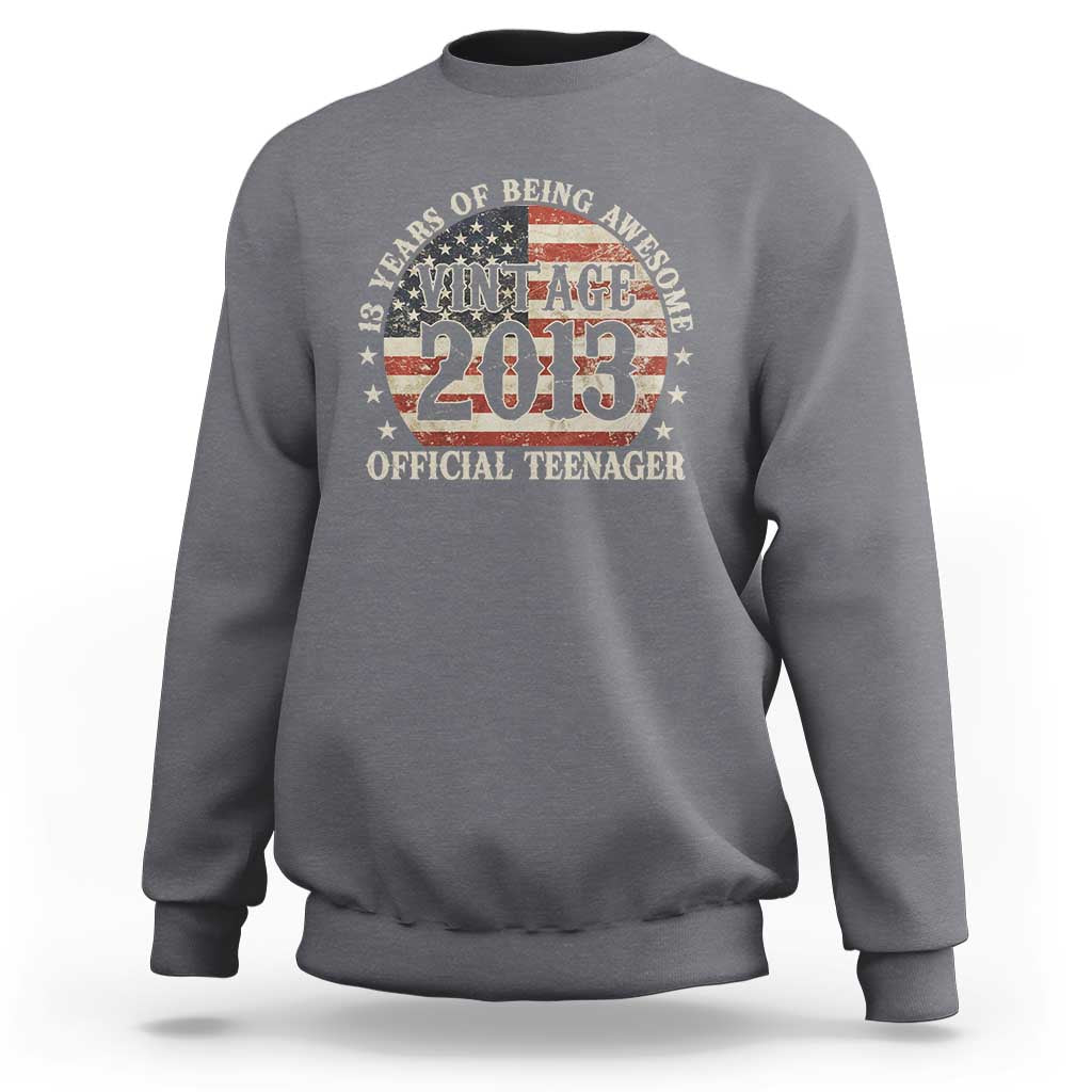 13th Birthday 2026 Sweatshirt Vintage 2013 Official Teenager 13 Years Of Being Awesome - Wonder Print Shop