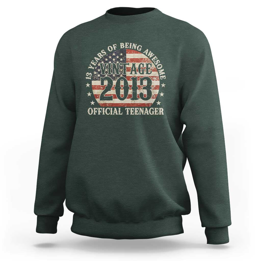 13th Birthday 2026 Sweatshirt Vintage 2013 Official Teenager 13 Years Of Being Awesome - Wonder Print Shop