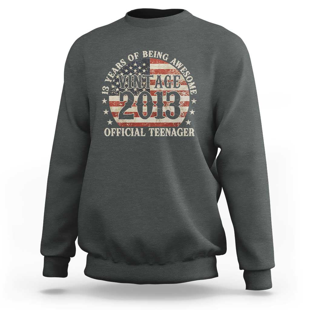 13th Birthday 2026 Sweatshirt Vintage 2013 Official Teenager 13 Years Of Being Awesome - Wonder Print Shop