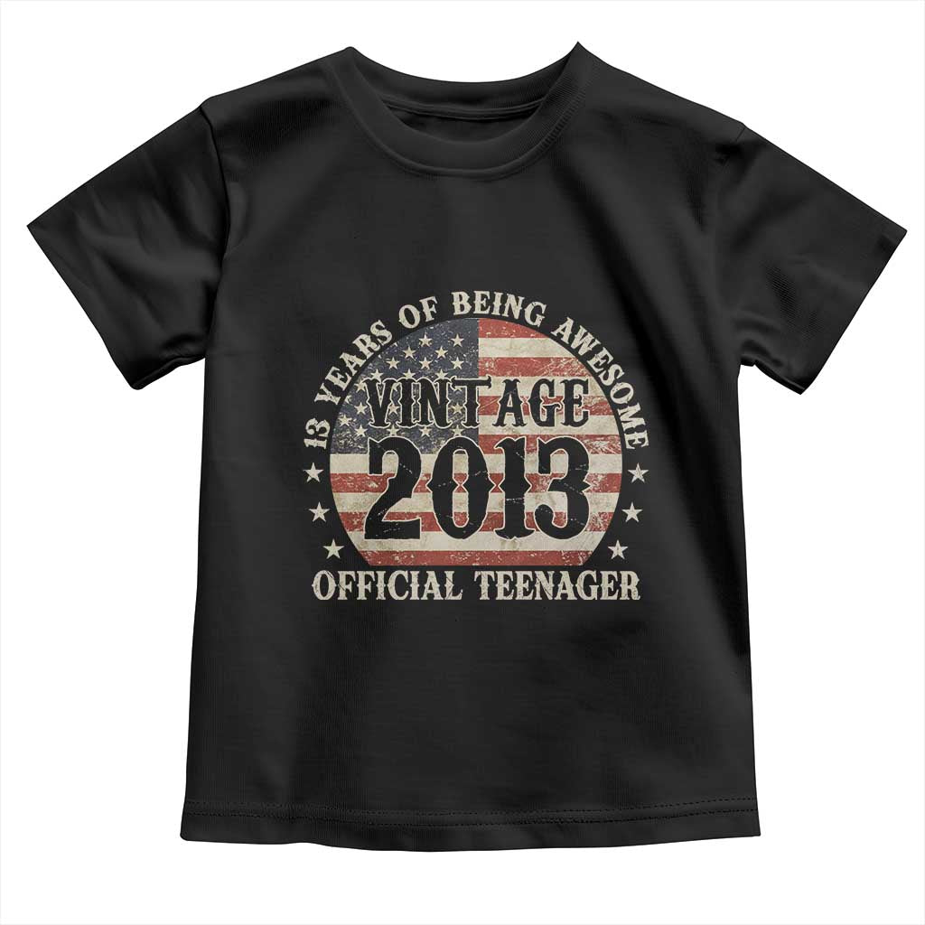 13th Birthday 2026 Toddler T Shirt Vintage 2013 Official Teenager 13 Years Of Being Awesome - Wonder Print Shop