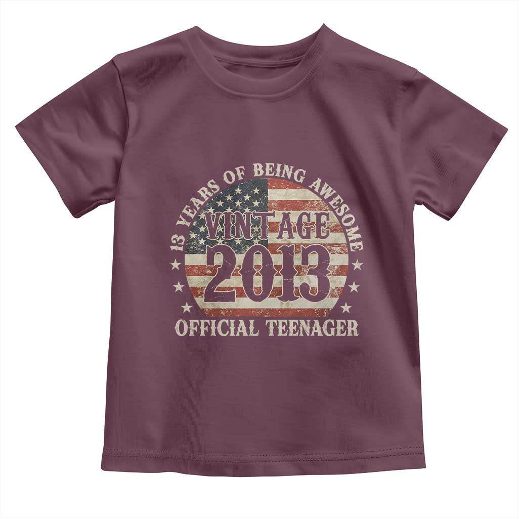 13th Birthday 2026 Toddler T Shirt Vintage 2013 Official Teenager 13 Years Of Being Awesome - Wonder Print Shop