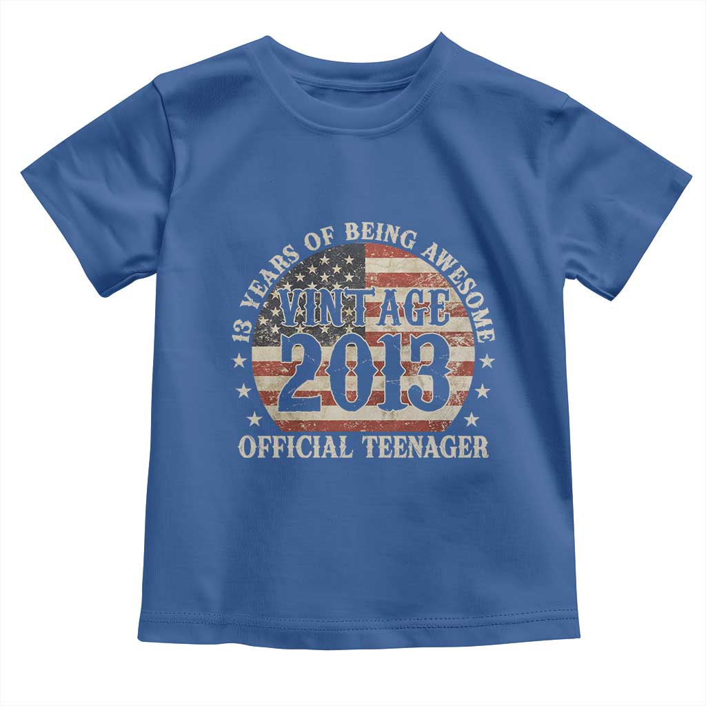 13th Birthday 2026 Toddler T Shirt Vintage 2013 Official Teenager 13 Years Of Being Awesome - Wonder Print Shop