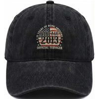 13th Birthday 2026 Washed Cotton Baseball Cap Vintage 2013 Official Teenager 13 Years Of Being Awesome
