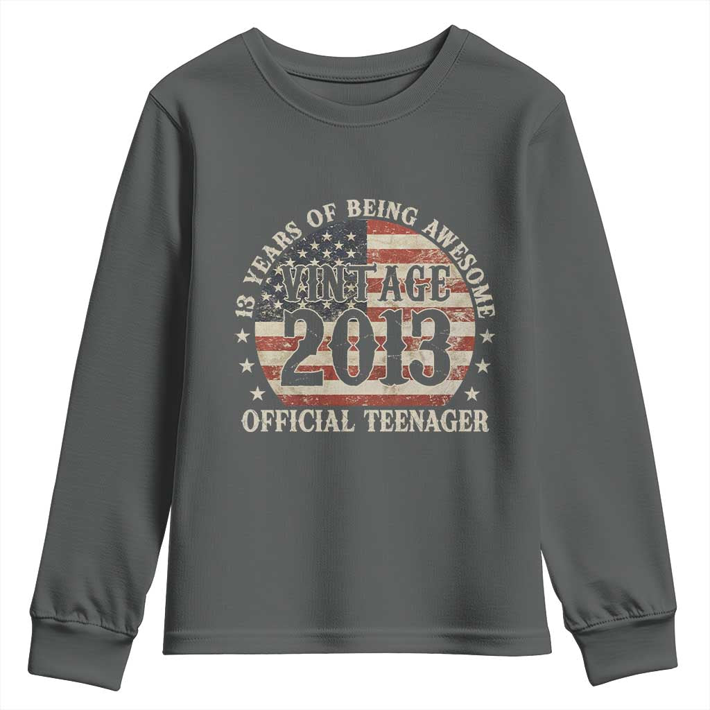 13th Birthday 2026 Youth Sweatshirt Vintage 2013 Official Teenager 13 Years Of Being Awesome - Wonder Print Shop