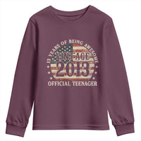 13th Birthday 2026 Youth Sweatshirt Vintage 2013 Official Teenager 13 Years Of Being Awesome - Wonder Print Shop