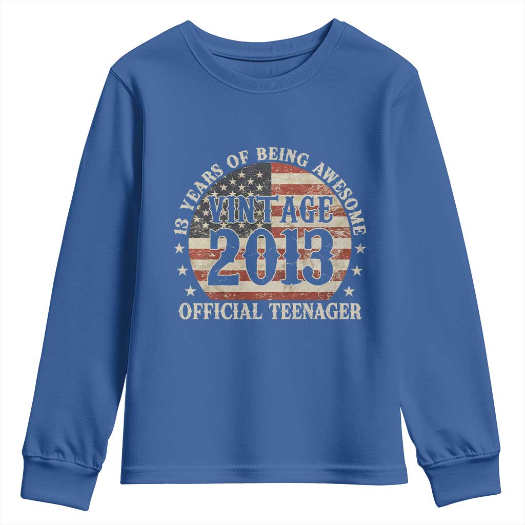 13th Birthday 2026 Youth Sweatshirt Vintage 2013 Official Teenager 13 Years Of Being Awesome - Wonder Print Shop