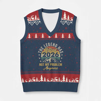 Retirement 2026 V-Neck Knit Sweater Vest The Legend Has Retired 2026 Not My Problem Anymore - Wonder Print Shop