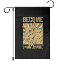 Become Ungovernable Cat Garden Flag Funny Retro Cat Bite Horror Anime - Wonder Print Shop