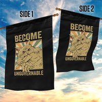 Become Ungovernable Cat Garden Flag Funny Retro Cat Bite Horror Anime - Wonder Print Shop