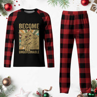 Become Ungovernable Cat Plaid Pajama Set Funny Retro Cat Bite Horror Anime - Wonder Print Shop