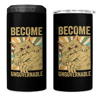 Become Ungovernable Cat 4 in 1 Can Cooler Tumbler Funny Retro Cat Bite Horror Anime - Wonder Print Shop