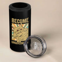 Become Ungovernable Cat 4 in 1 Can Cooler Tumbler Funny Retro Cat Bite Horror Anime - Wonder Print Shop