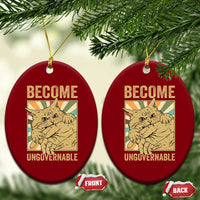 Become Ungovernable Cat Ceramic Ornament Funny Retro Cat Bite Horror Anime - Wonder Print Shop