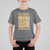 Become Ungovernable Cat T Shirt For Kid Funny Retro Cat Bite Horror Anime - Wonder Print Shop