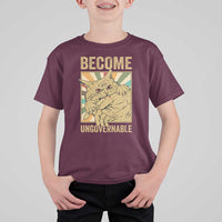 Become Ungovernable Cat T Shirt For Kid Funny Retro Cat Bite Horror Anime - Wonder Print Shop