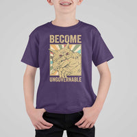 Become Ungovernable Cat T Shirt For Kid Funny Retro Cat Bite Horror Anime - Wonder Print Shop