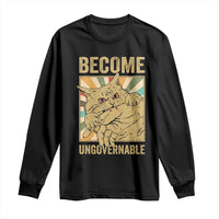 Become Ungovernable Cat Long Sleeve Shirt Funny Retro Cat Bite Horror Anime - Wonder Print Shop