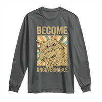 Become Ungovernable Cat Long Sleeve Shirt Funny Retro Cat Bite Horror Anime - Wonder Print Shop