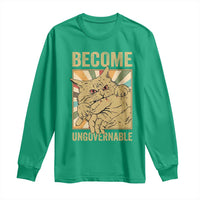 Become Ungovernable Cat Long Sleeve Shirt Funny Retro Cat Bite Horror Anime - Wonder Print Shop