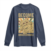Become Ungovernable Cat Long Sleeve Shirt Funny Retro Cat Bite Horror Anime - Wonder Print Shop