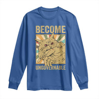 Become Ungovernable Cat Long Sleeve Shirt Funny Retro Cat Bite Horror Anime - Wonder Print Shop