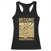 Become Ungovernable Cat Racerback Tank Top Funny Retro Cat Bite Horror Anime - Wonder Print Shop