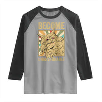 Become Ungovernable Cat Raglan Shirt Funny Retro Cat Bite Horror Anime - Wonder Print Shop