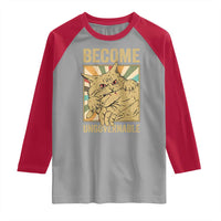 Become Ungovernable Cat Raglan Shirt Funny Retro Cat Bite Horror Anime - Wonder Print Shop