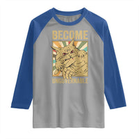 Become Ungovernable Cat Raglan Shirt Funny Retro Cat Bite Horror Anime - Wonder Print Shop