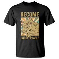 Become Ungovernable Cat T Shirt Funny Retro Cat Bite Horror Anime - Wonder Print Shop