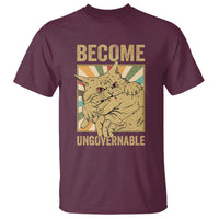 Become Ungovernable Cat T Shirt Funny Retro Cat Bite Horror Anime - Wonder Print Shop