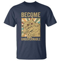 Become Ungovernable Cat T Shirt Funny Retro Cat Bite Horror Anime - Wonder Print Shop