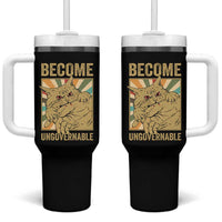 Become Ungovernable Cat Tumbler With Handle Funny Retro Cat Bite Horror Anime - Wonder Print Shop