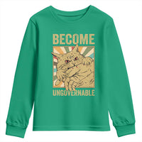 Become Ungovernable Cat Youth Sweatshirt Funny Retro Cat Bite Horror Anime - Wonder Print Shop
