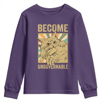 Become Ungovernable Cat Youth Sweatshirt Funny Retro Cat Bite Horror Anime - Wonder Print Shop
