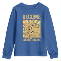 Become Ungovernable Cat Youth Sweatshirt Funny Retro Cat Bite Horror Anime - Wonder Print Shop