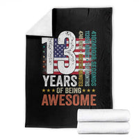 Funny 13th Birthday Throw Blanket 13 Years 156 Months Of Being Awesome American Flag - Wonder Print Shop