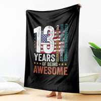 Funny 13th Birthday Throw Blanket 13 Years 156 Months Of Being Awesome American Flag - Wonder Print Shop