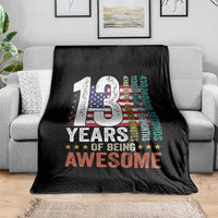 Funny 13th Birthday Throw Blanket 13 Years 156 Months Of Being Awesome American Flag - Wonder Print Shop