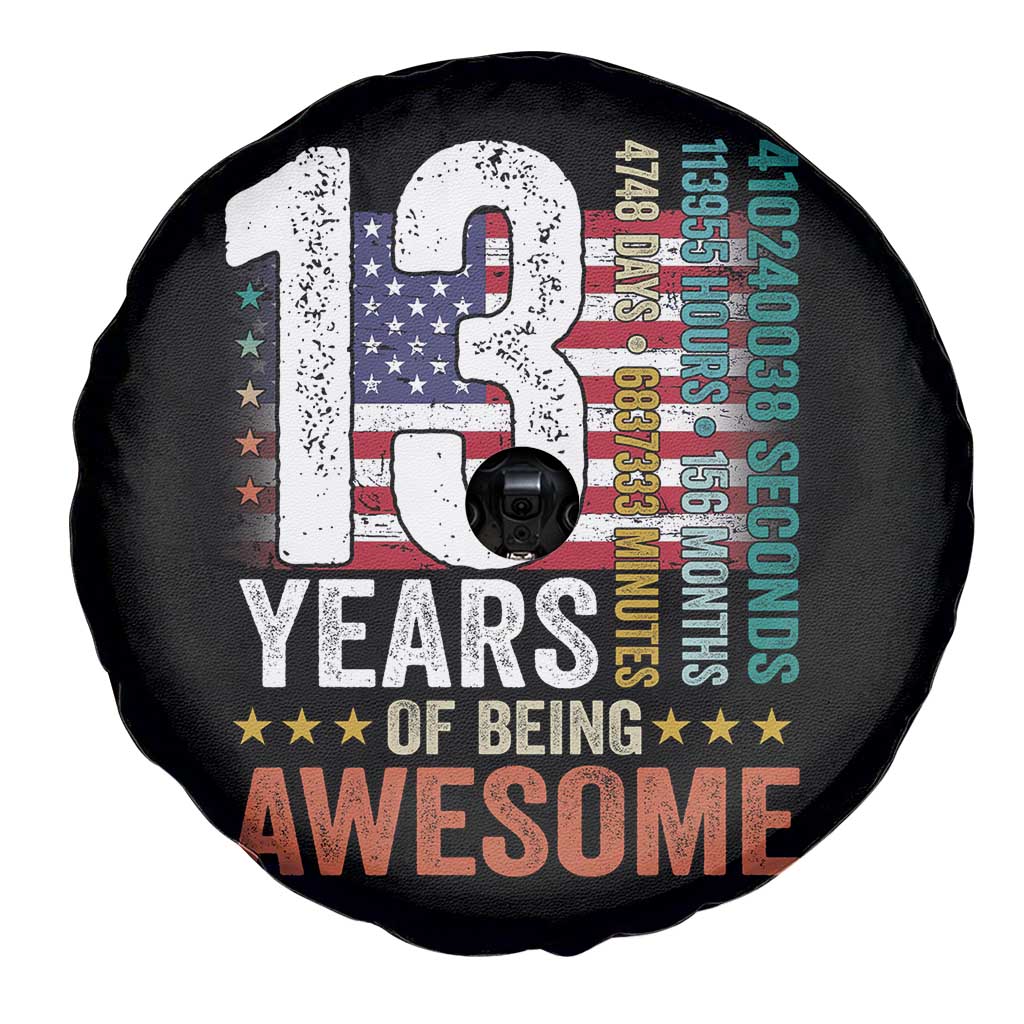 Funny 13th Birthday Spare Tire Cover 13 Years 156 Months Of Being Awesome American Flag - Wonder Print Shop