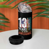 Funny 13th Birthday 4 in 1 Can Cooler Tumbler 13 Years 156 Months Of Being Awesome American Flag - Wonder Print Shop
