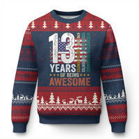 Funny 13th Birthday Ugly Christmas Sweater 13 Years 156 Months Of Being Awesome American Flag - Wonder Print Shop