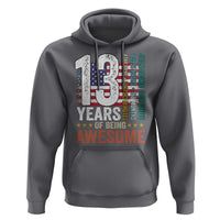 Funny 13th Birthday Hoodie 13 Years 156 Months Of Being Awesome American Flag - Wonder Print Shop