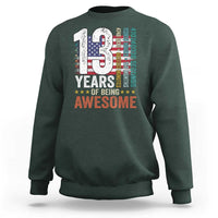 Funny 13th Birthday Sweatshirt 13 Years 156 Months Of Being Awesome American Flag - Wonder Print Shop