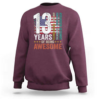 Funny 13th Birthday Sweatshirt 13 Years 156 Months Of Being Awesome American Flag - Wonder Print Shop