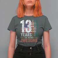 Funny 13th Birthday T Shirt For Women 13 Years 156 Months Of Being Awesome American Flag - Wonder Print Shop
