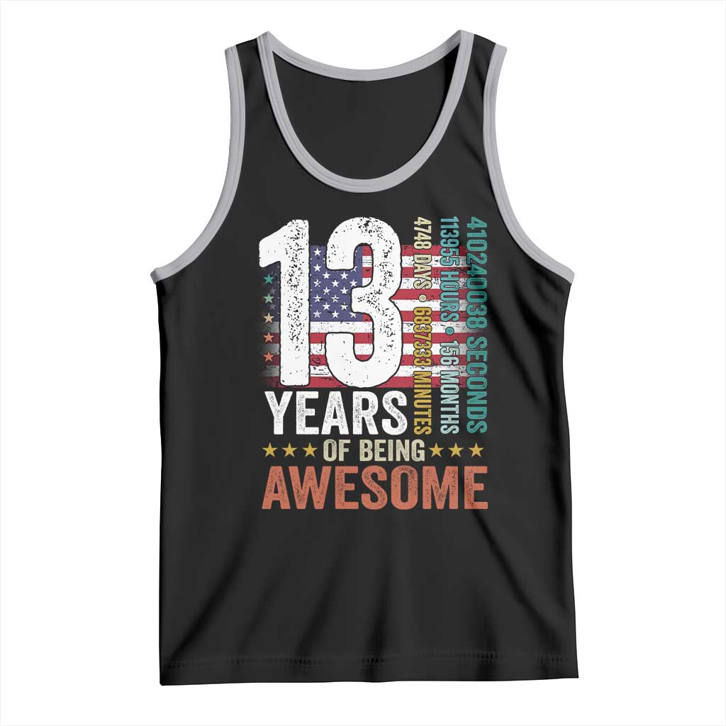 Funny 13th Birthday Tank Top 13 Years 156 Months Of Being Awesome American Flag - Wonder Print Shop