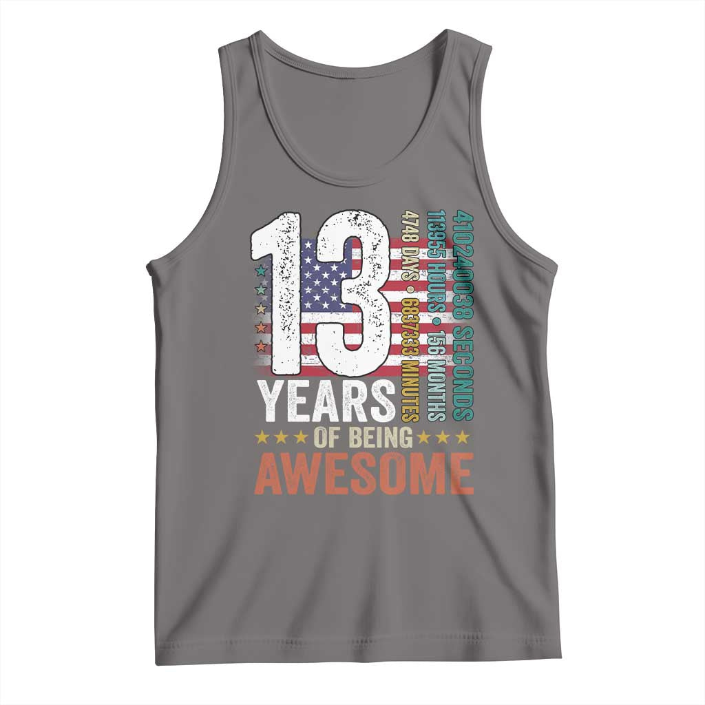 Funny 13th Birthday Tank Top 13 Years 156 Months Of Being Awesome American Flag - Wonder Print Shop