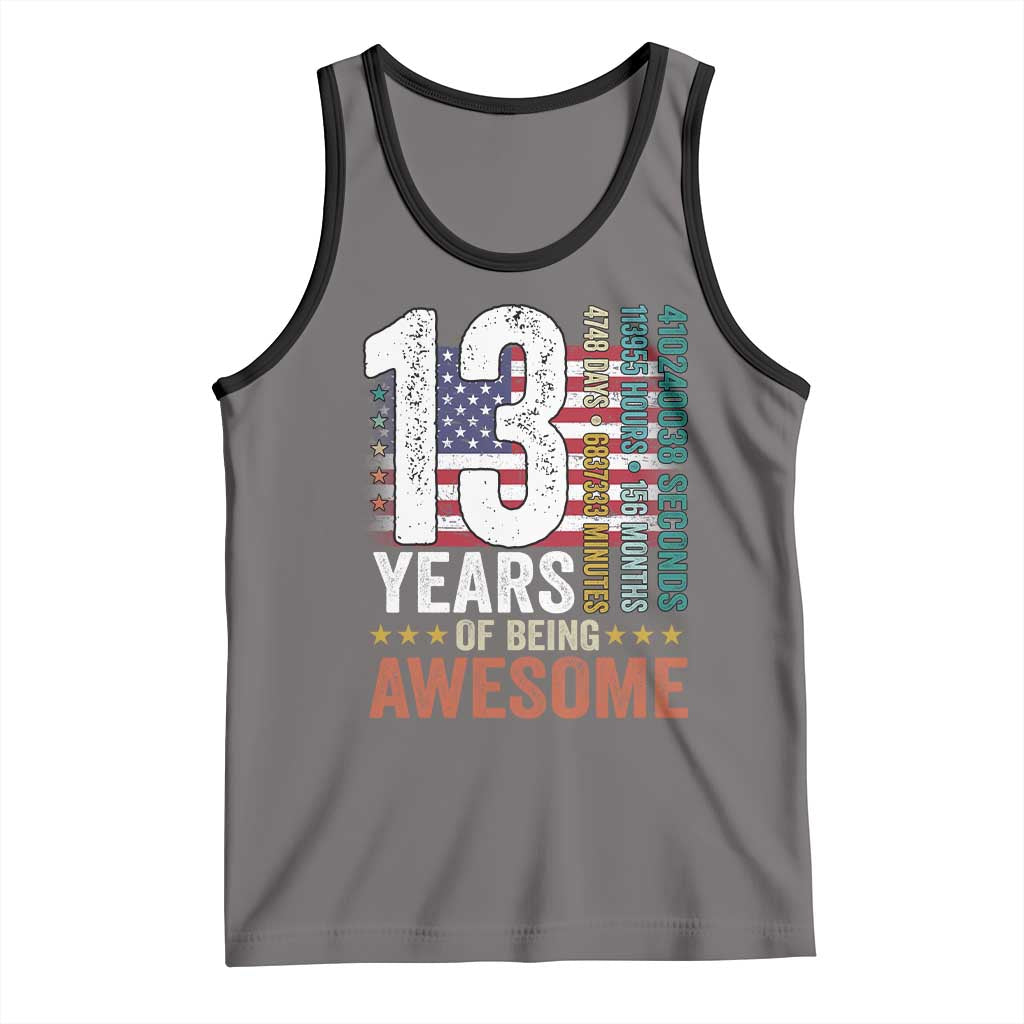 Funny 13th Birthday Tank Top 13 Years 156 Months Of Being Awesome American Flag - Wonder Print Shop